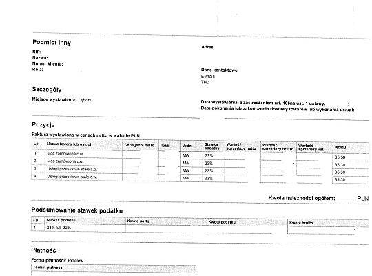 Informacja dotycząca wprowadzenia nowego wzoru faktur